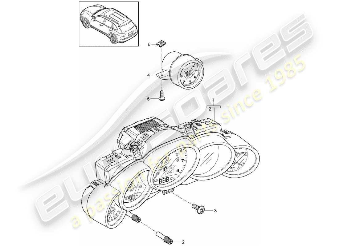 porsche 2018 (cayenne e2 92a) kombiinstrument teilediagramm
