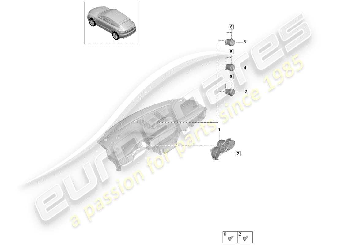 porsche 2020 (macan) kombiinstrument teilediagramm