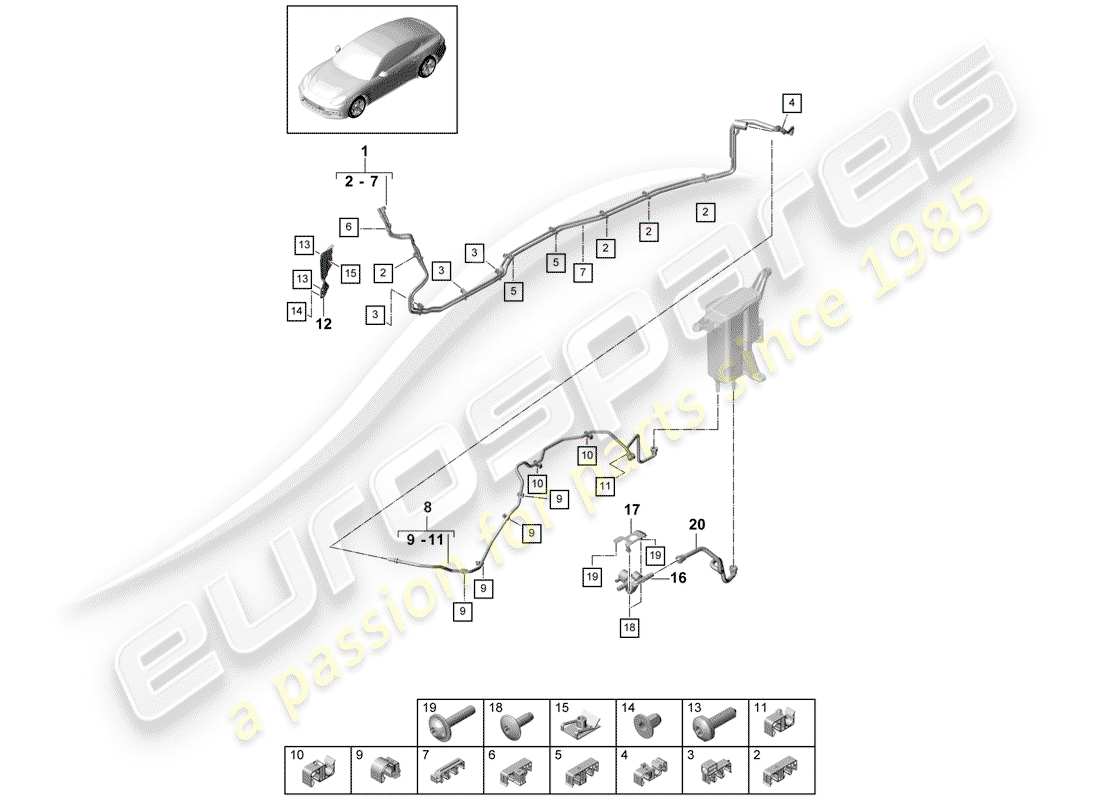 porsche 2018 (panamera 971-1) kraftstoffleitung teilediagramm