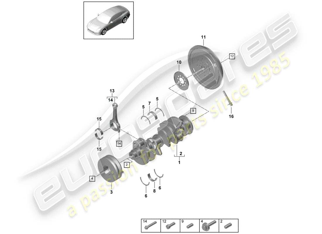 porsche 2018 (panamera 971-1) kurbelwelle teilediagramm