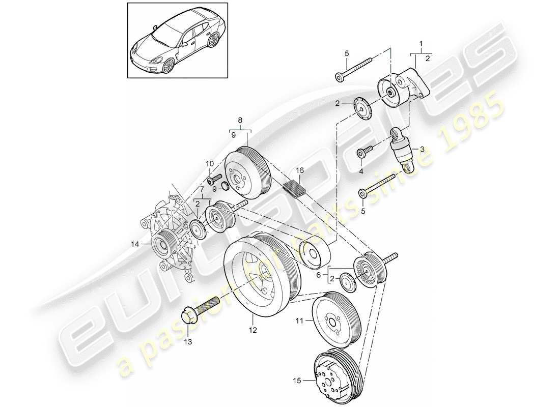 porsche 2014 (panamera 970) riemenspanner ersatzteildiagramm