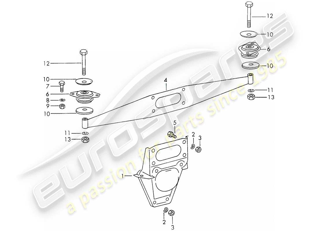 porsche 1970 (911) motoraufhängung teilediagramm
