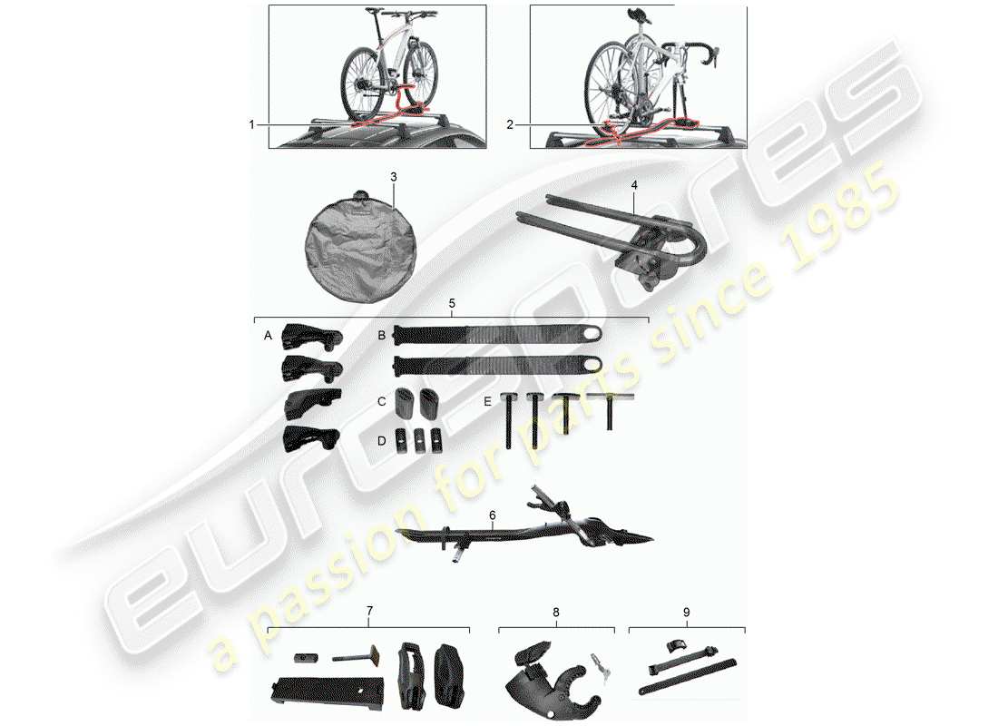 porsche 2015 (tequipment cayenne) fahrradträger ersatzteildiagramm