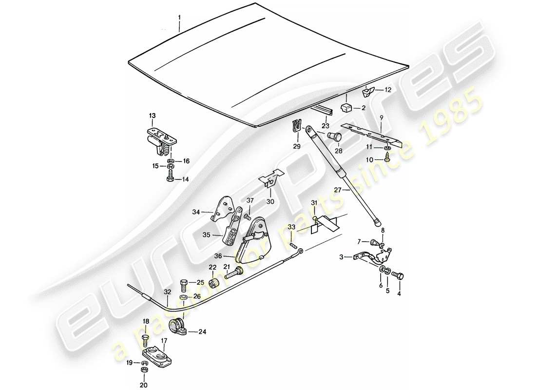 porsche 1988 (924s) abdeckung - antriebsteil diagramm
