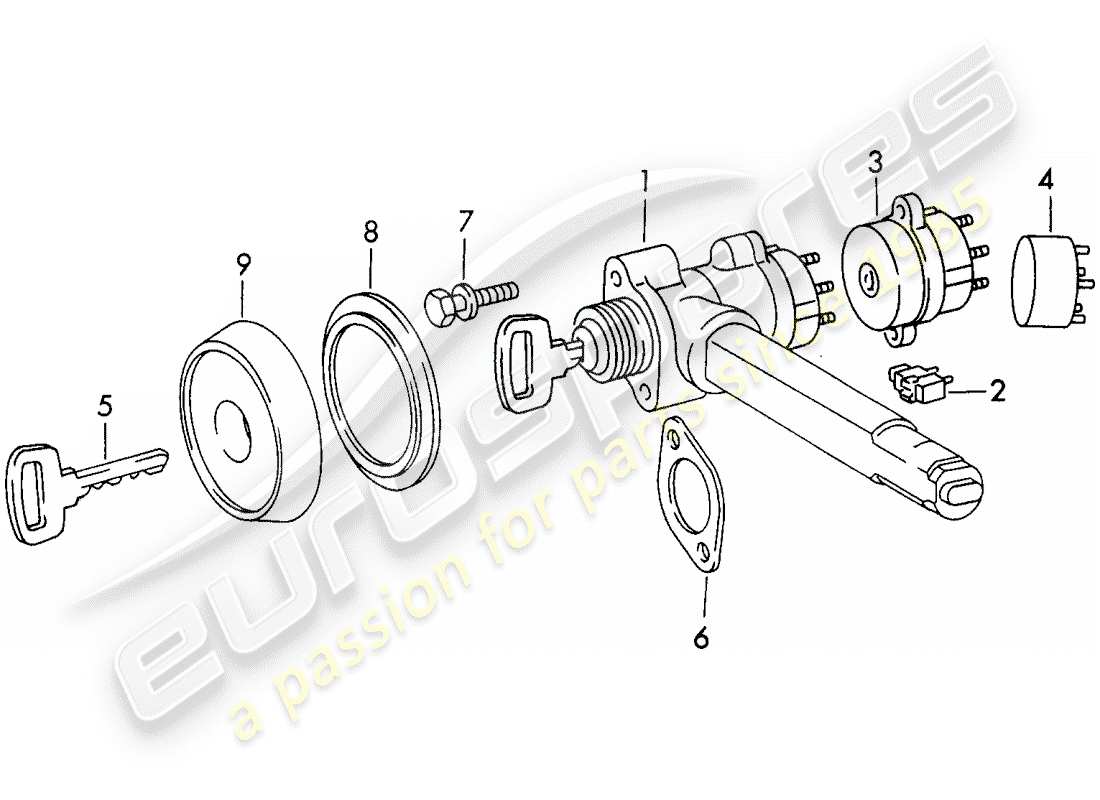 porsche 1973 (911) lenkschloss ersatzteildiagramm