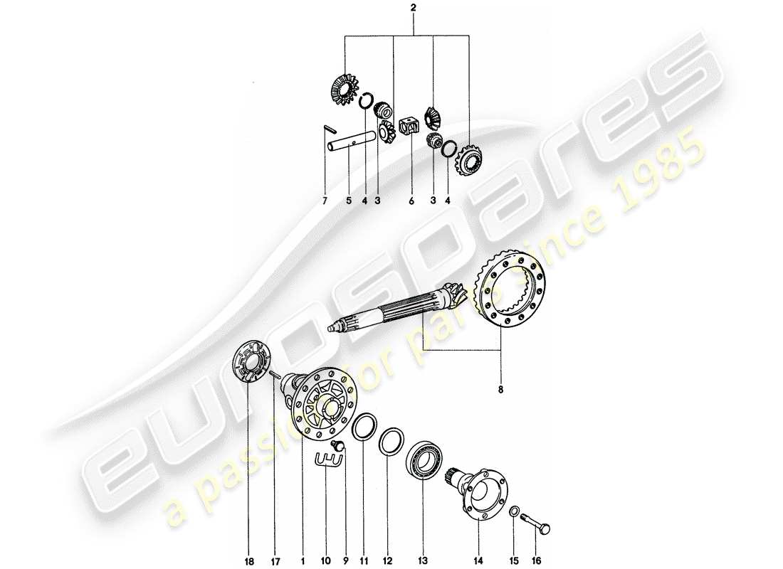 porsche 1977 (911) differential teilediagramm