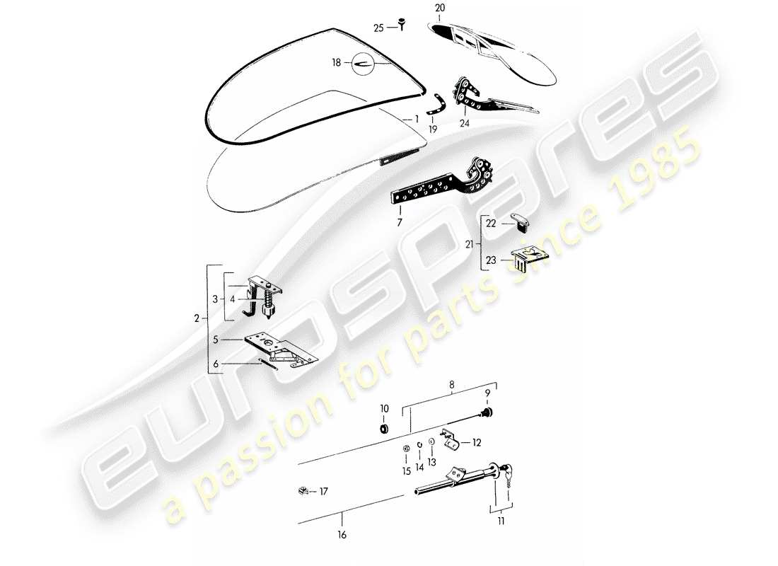 porsche 1951 (356/356a) abdeckung - - und - mit einbauteilen - zur montage werkstattmaterial verwenden ersatzteildiagramm