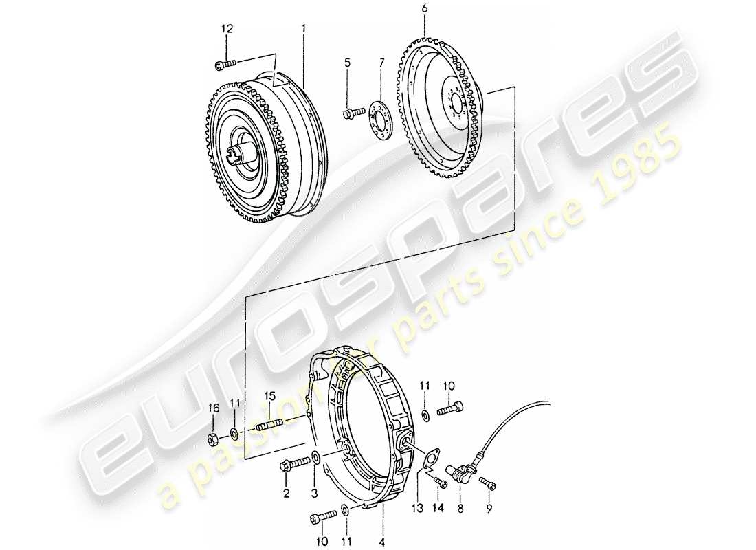 porsche 1995 (993) tiptronic - drehmomentwandler ersatzteildiagramm