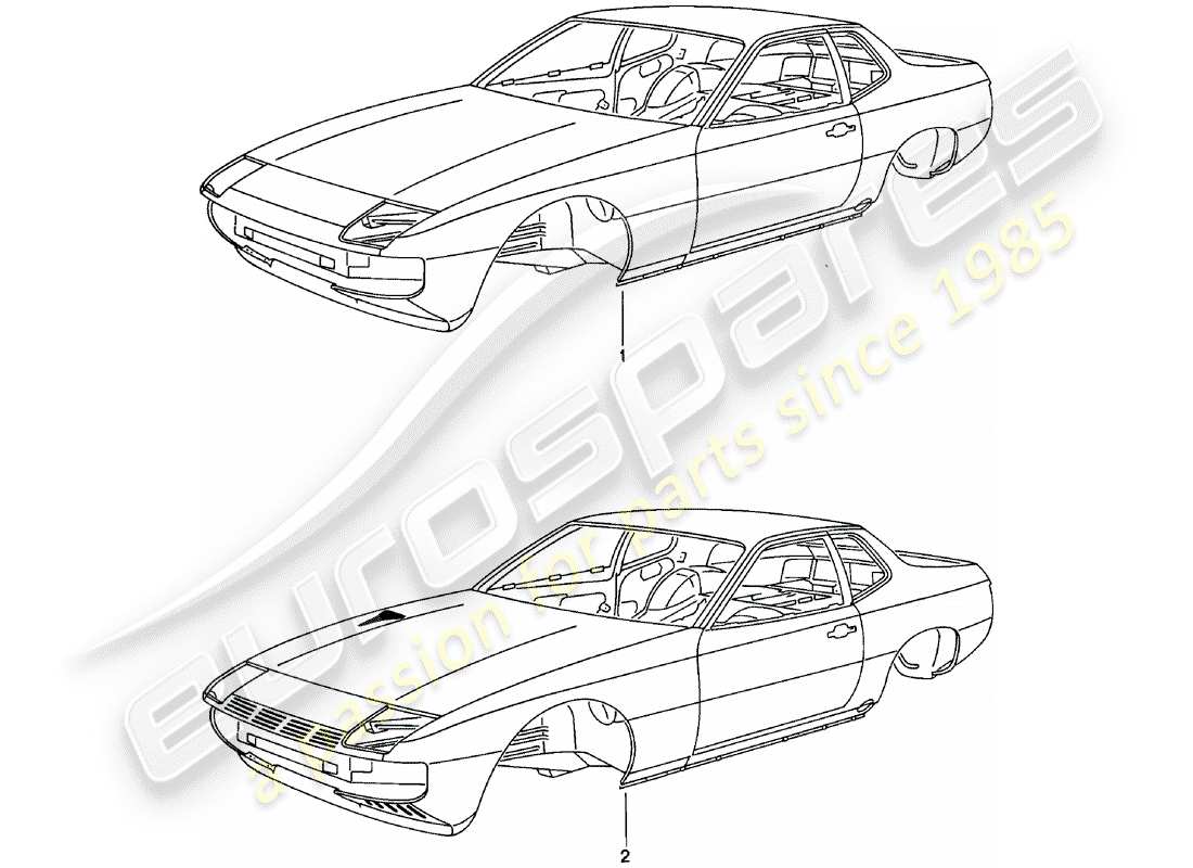porsche 1982 (924) karosserie - grundiert - versiegelt - mit: - unterbodenschutz - karosserie nur - nur ab aktuellem - modelljahr erhältlich ersatzteildiagramm