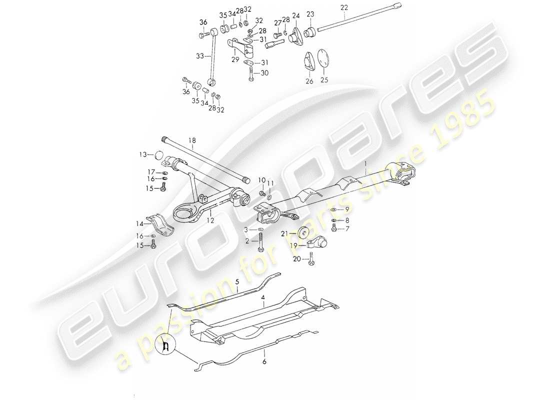 porsche 1971 (911) vorderachse - stabilisator ersatzteildiagramm