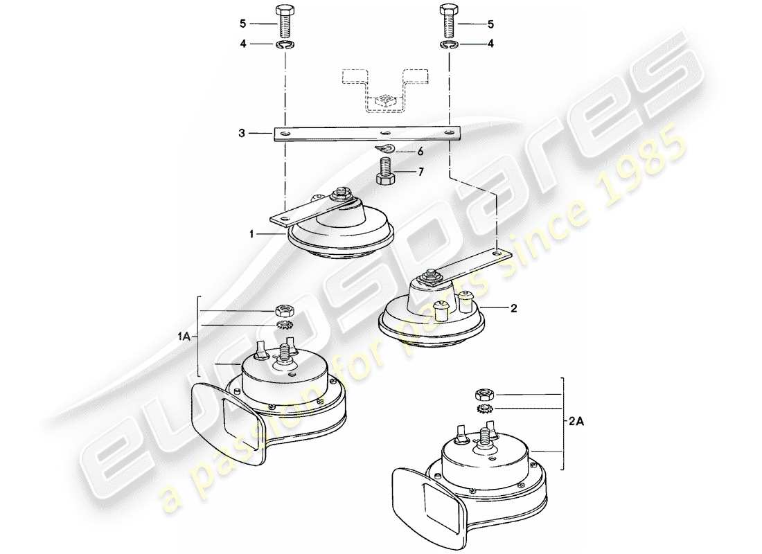 porsche 1982 (924) horn-ersatzteildiagramm