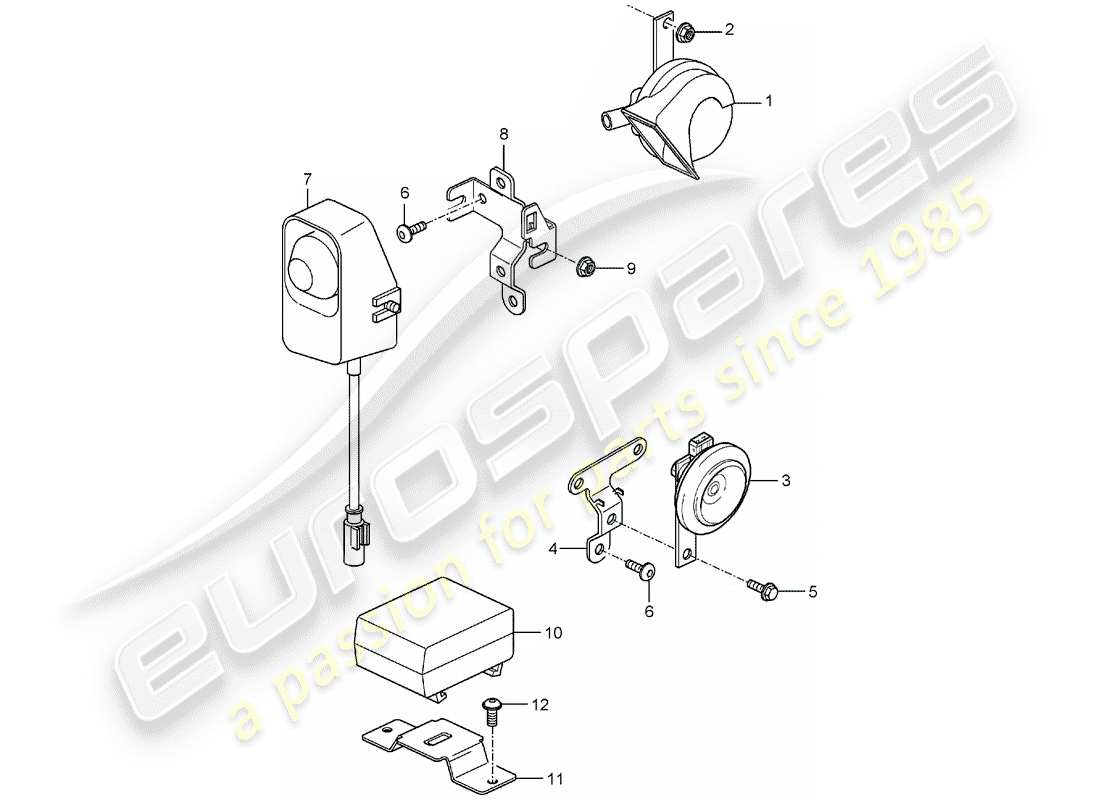 porsche 2004 (carrera gt) fanfare hupe - hupe - alarmsystem ersatzteildiagramm