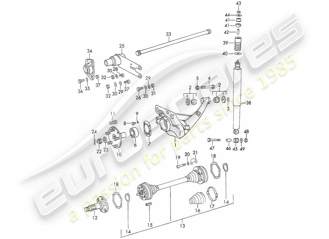 porsche 1971 (911) hinterachse teilediagramm