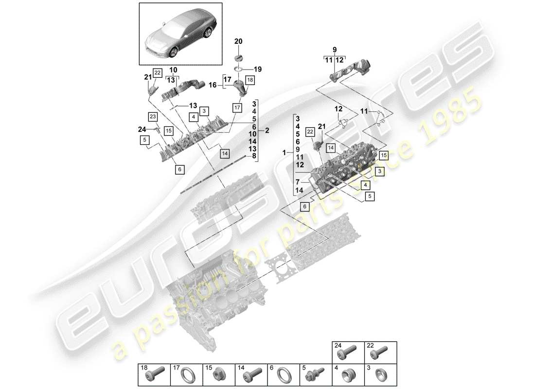 porsche 2020 (panamera 971-1) ventildeckel ersatzteildiagramm