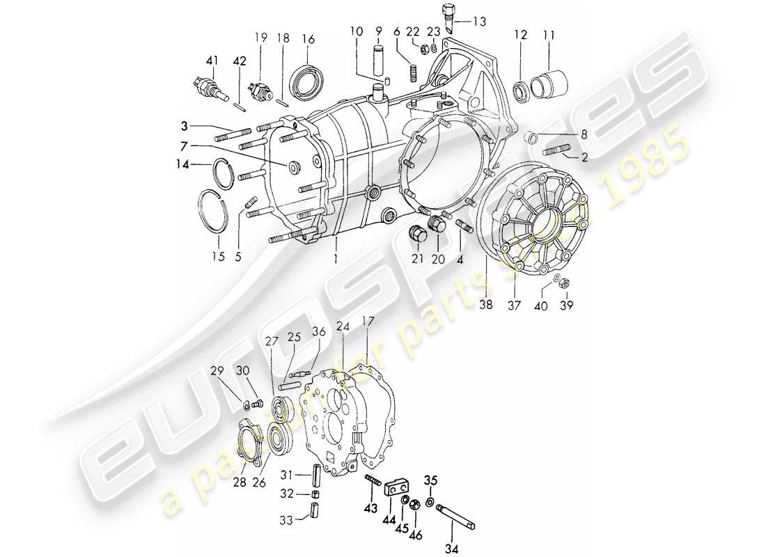 porsche 1971 (911) getriebegehaeuse - sportomatic - typ 905/21 - d - mj 1972>> ersatzteildiagramm