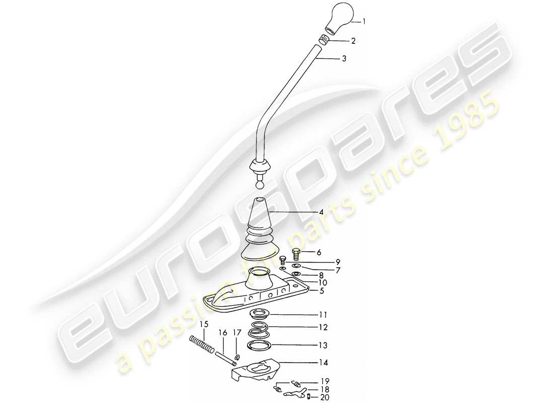 porsche 1971 (911) schalthebel - getriebesteuerung - 4th/5th gang - modelljahr - -71/72- teilediagramm