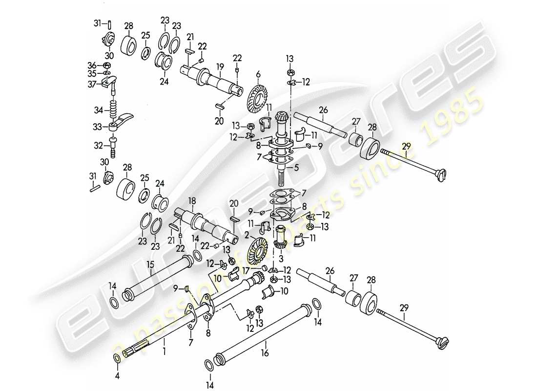 porsche 1952 (356/356a) ventilsteuerung - m 90 501 >> 91 000 teilediagramm