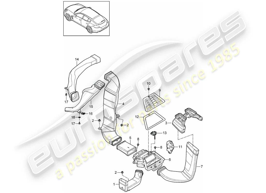 porsche 2011 (panamera 970) luftkanal teilediagramm