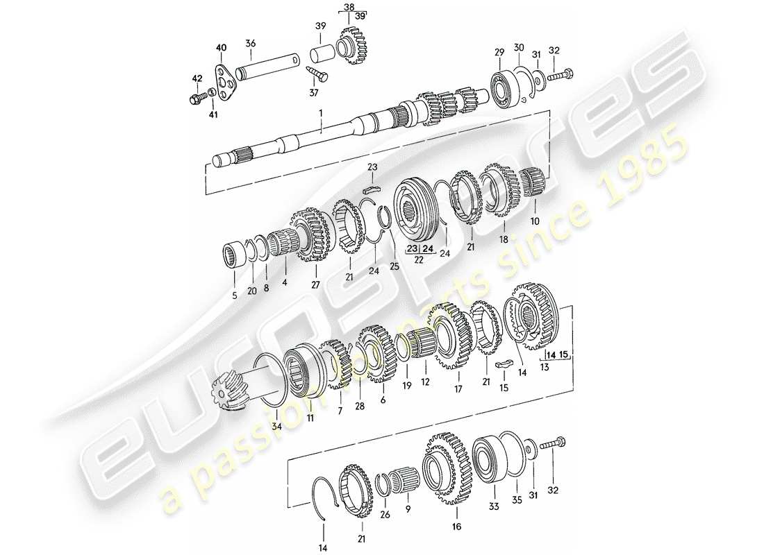 porsche 1978 (924) zahnräder und wellen - 4-speed ersatzteildiagramm
