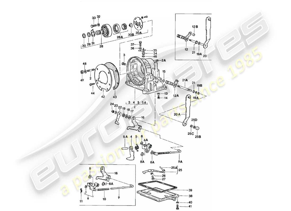 porsche 1981 (924) getriebegehäuse - automatikgetriebe teilediagramm
