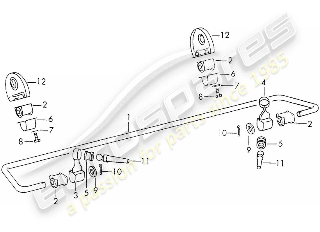 porsche 1971 (911) stabilisator - hinterachse ersatzteildiagramm