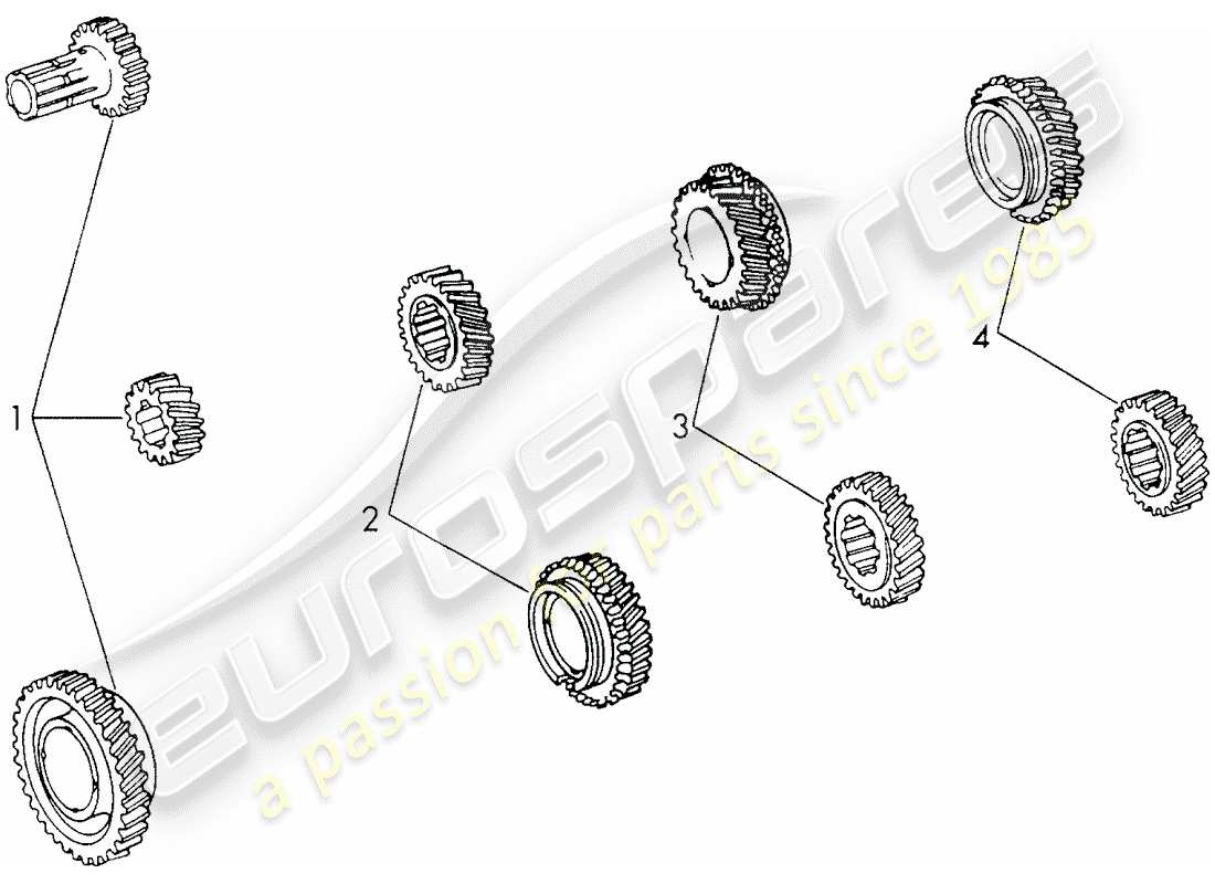 porsche 1970 (911) zahnradsätze - für - 4-speed - getriebe - sportomatic - d >> - mj 1971 ersatzteildiagramm