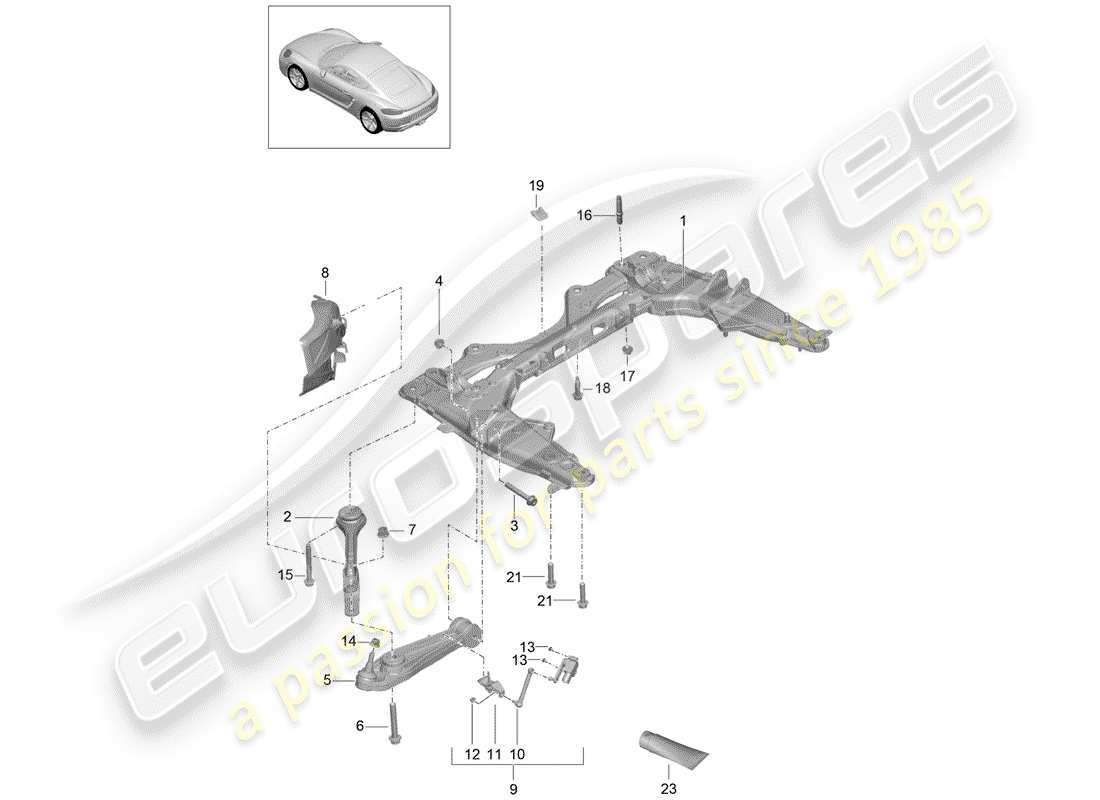 porsche 2020 (718 cayman) quertraeger ersatzteildiagramm