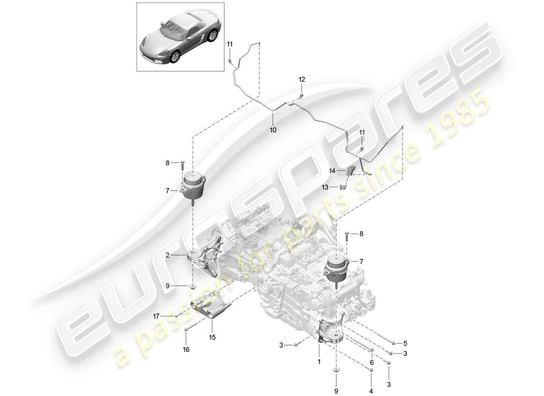 porsche 718 boxster (2019) motorhebezug ersatzteildiagramm