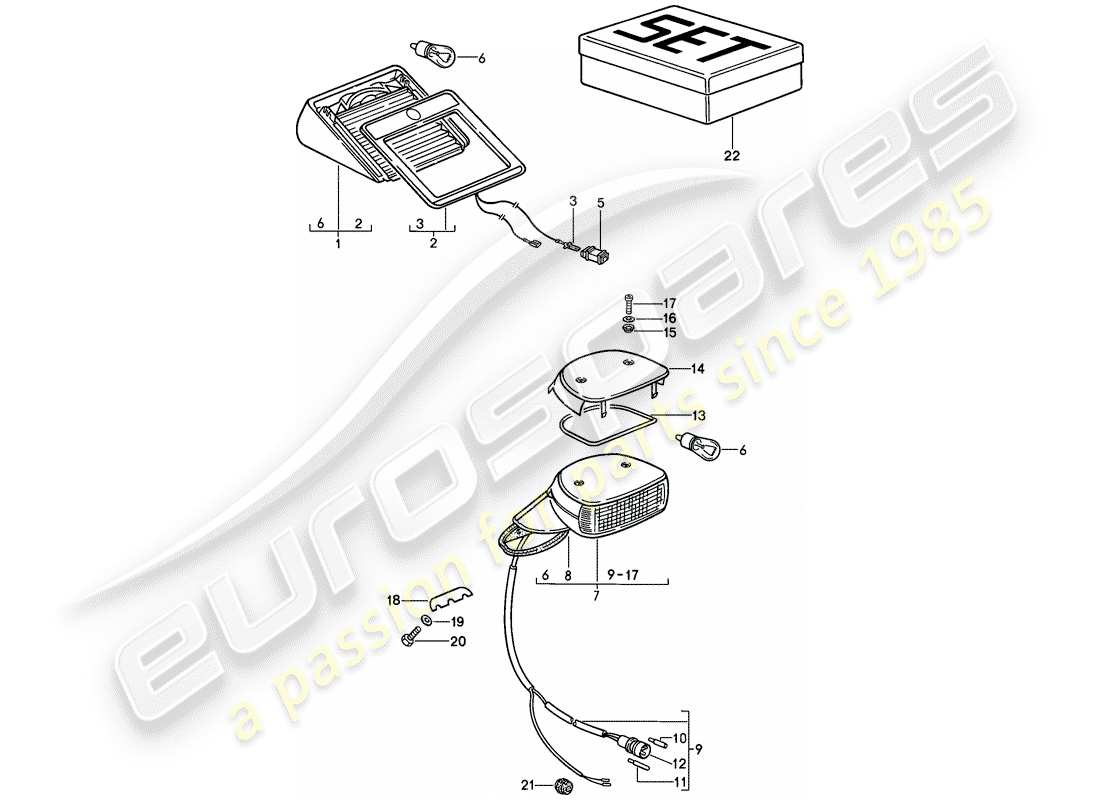 porsche 1987 (911) zusätzliches bremslicht ersatzteildiagramm
