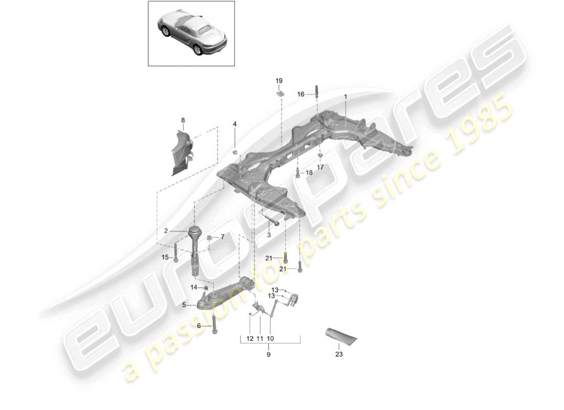 porsche 2020 (718 boxster) querträger querlenker teilediagramm