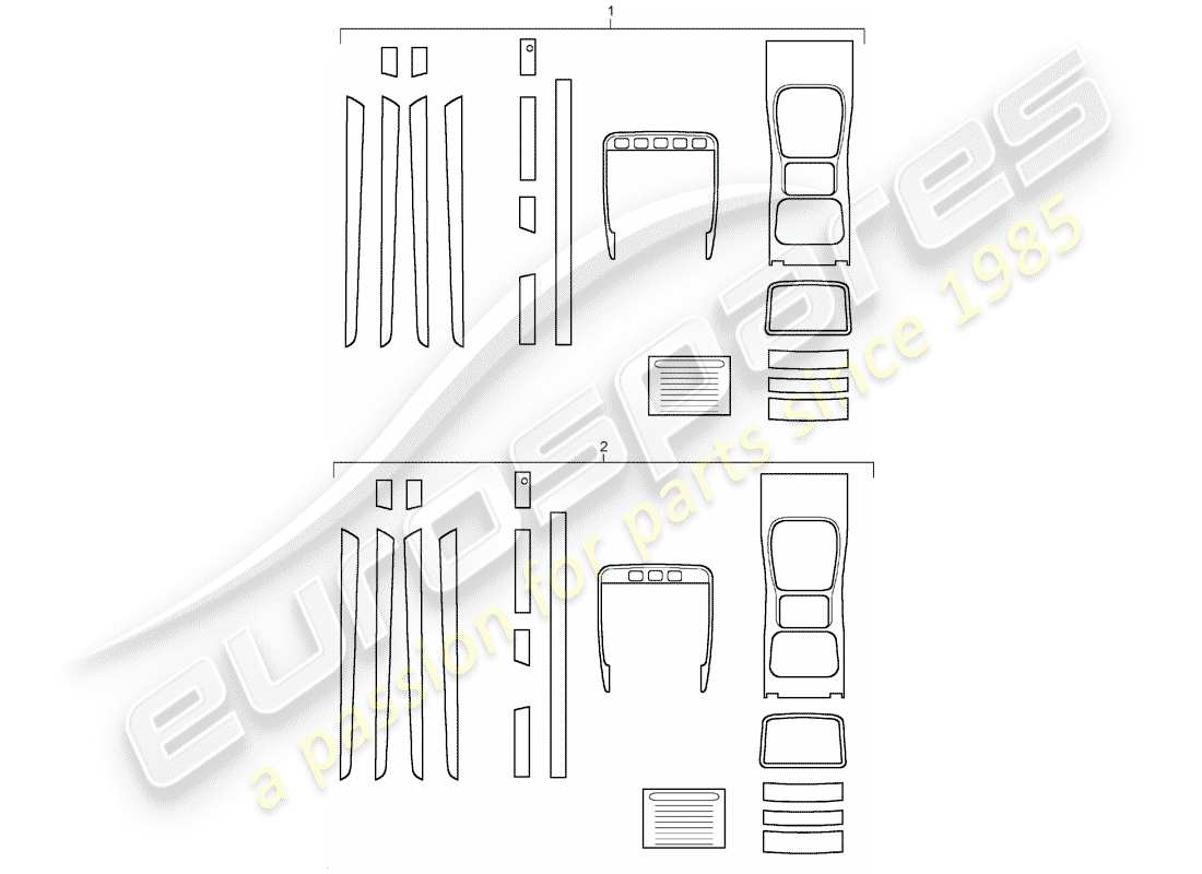 porsche 2020 (tequipment cayenne) 1 set zierleisten für teilediagramm