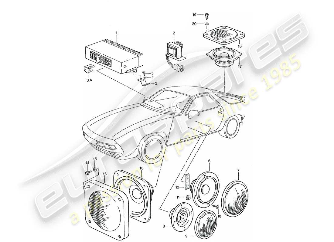 porsche 1989 (928) verstärker - lautsprecher - d >> - mj 1988 ersatzteildiagramm