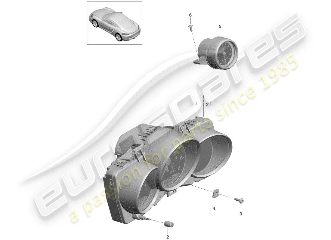 porsche 2020 (718 cayman) instrumentenkombination ersatzteildiagramm