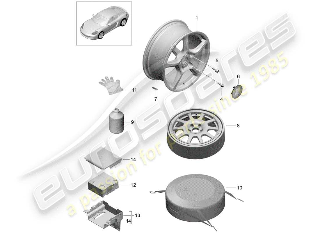 porsche 2020 (718 cayman) leichtmetallfelgen-ersatzteildiagramm