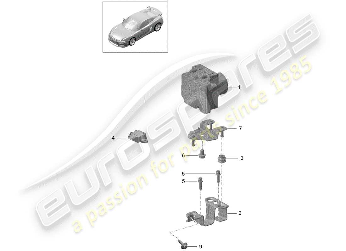 porsche 2016 (981 cayman gt4) hydraulikeinheit ersatzteildiagramm