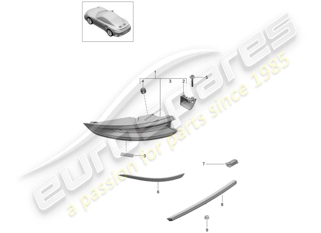 porsche 2016 (991-1 turbo) rücklicht ersatzteildiagramm