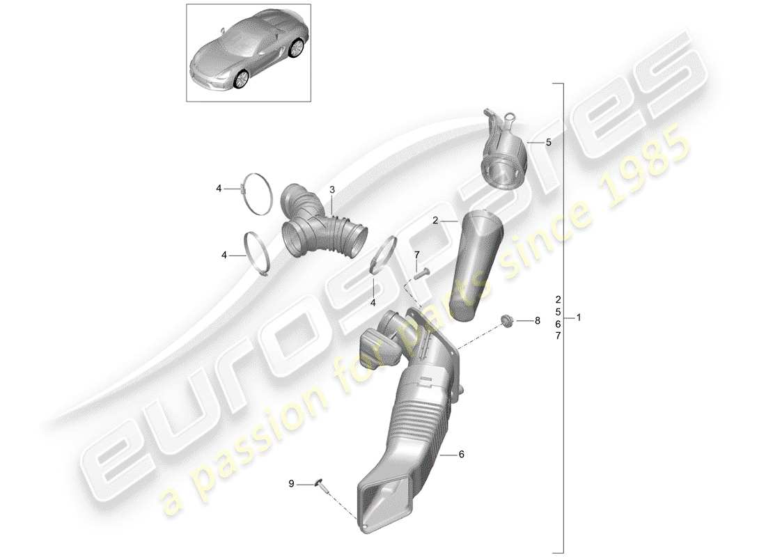 porsche 2016 (981 boxster spyder) luftfilter - teilediagramm