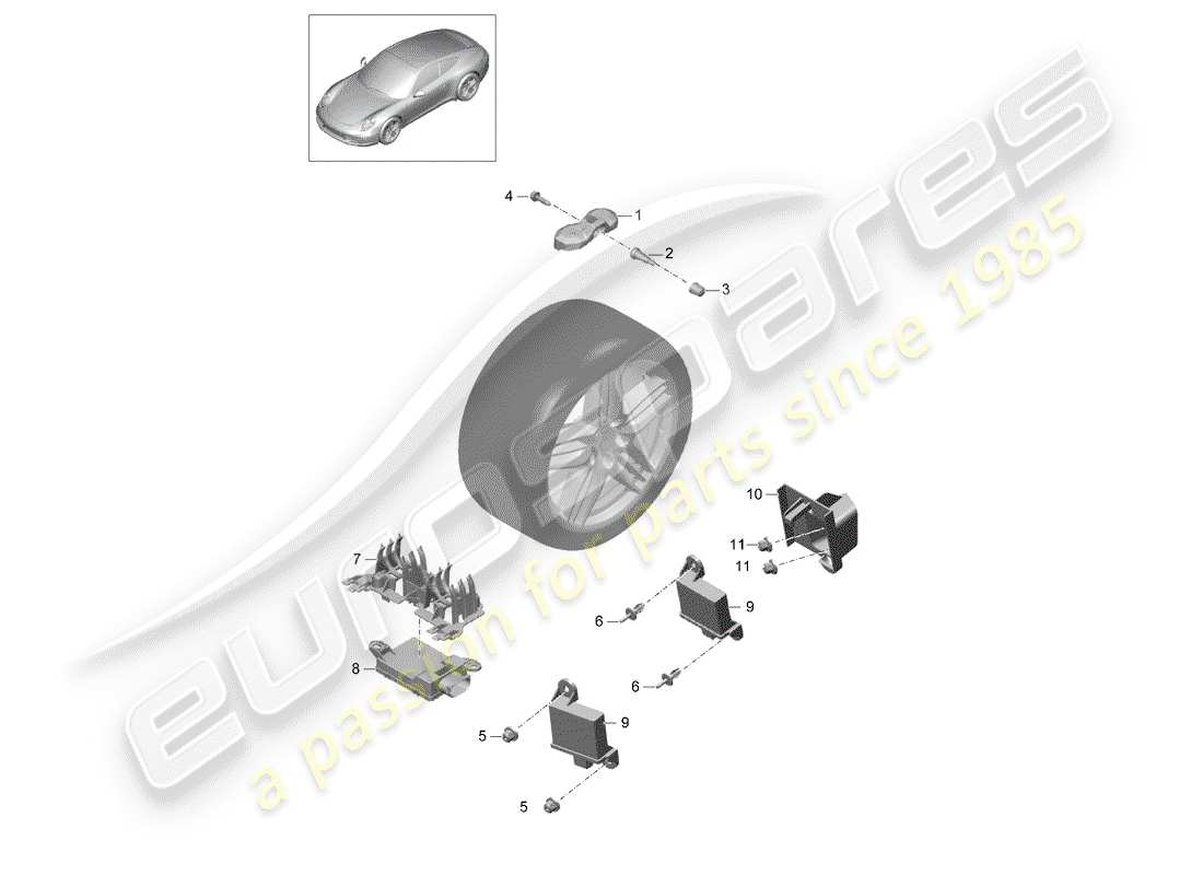 porsche 2015 (991-1) reifendruck-kontrollsystem teilediagramm