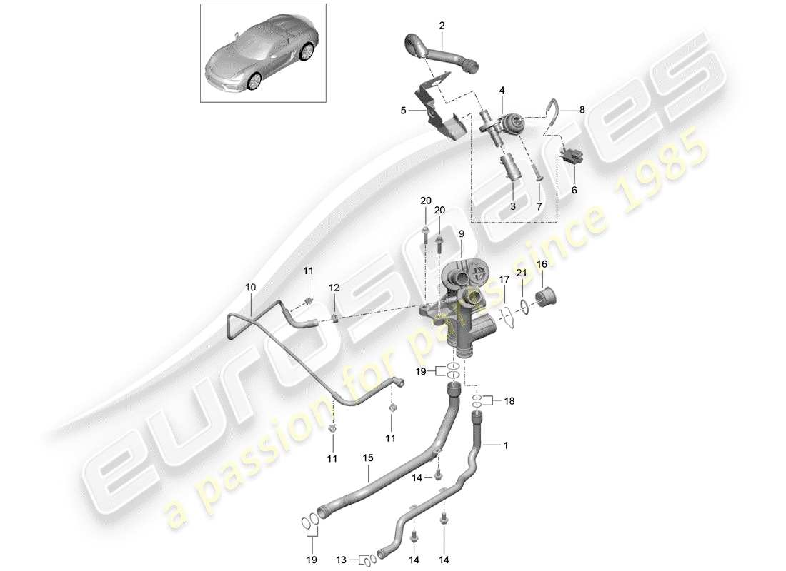 porsche 2016 (981 boxster spyder) connection teilediagramm