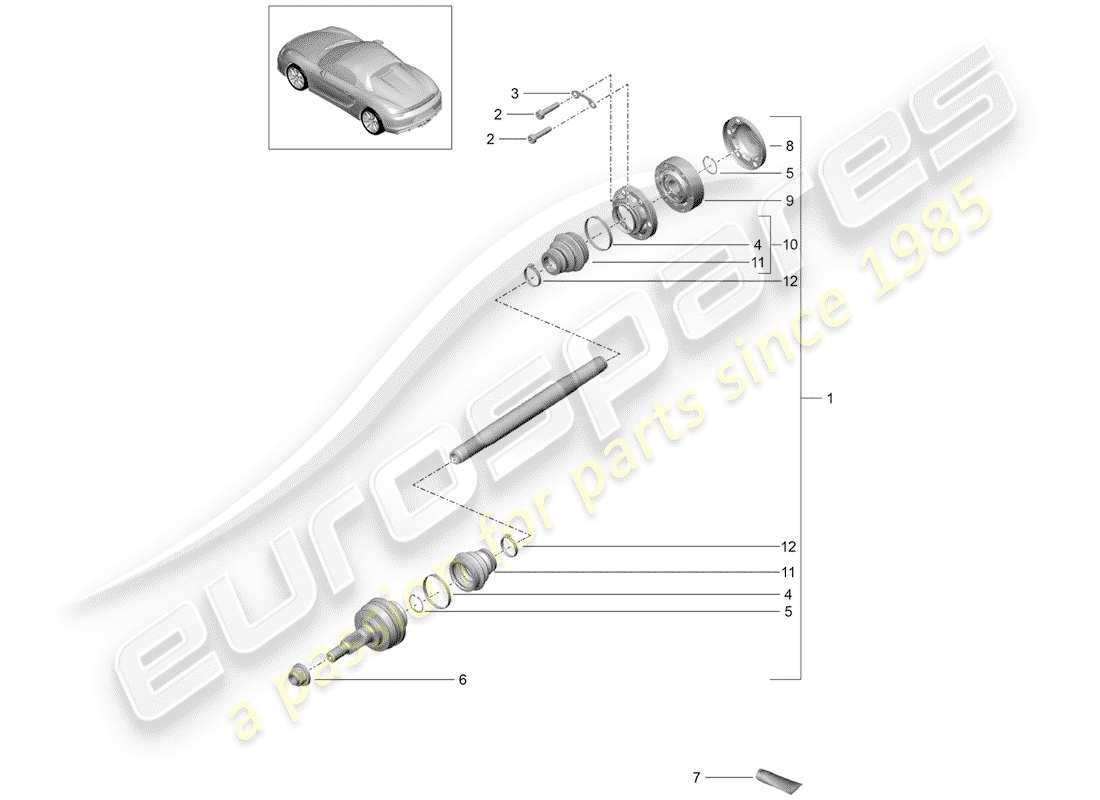 porsche 2016 (981 boxster spyder) antriebswelle teilediagramm