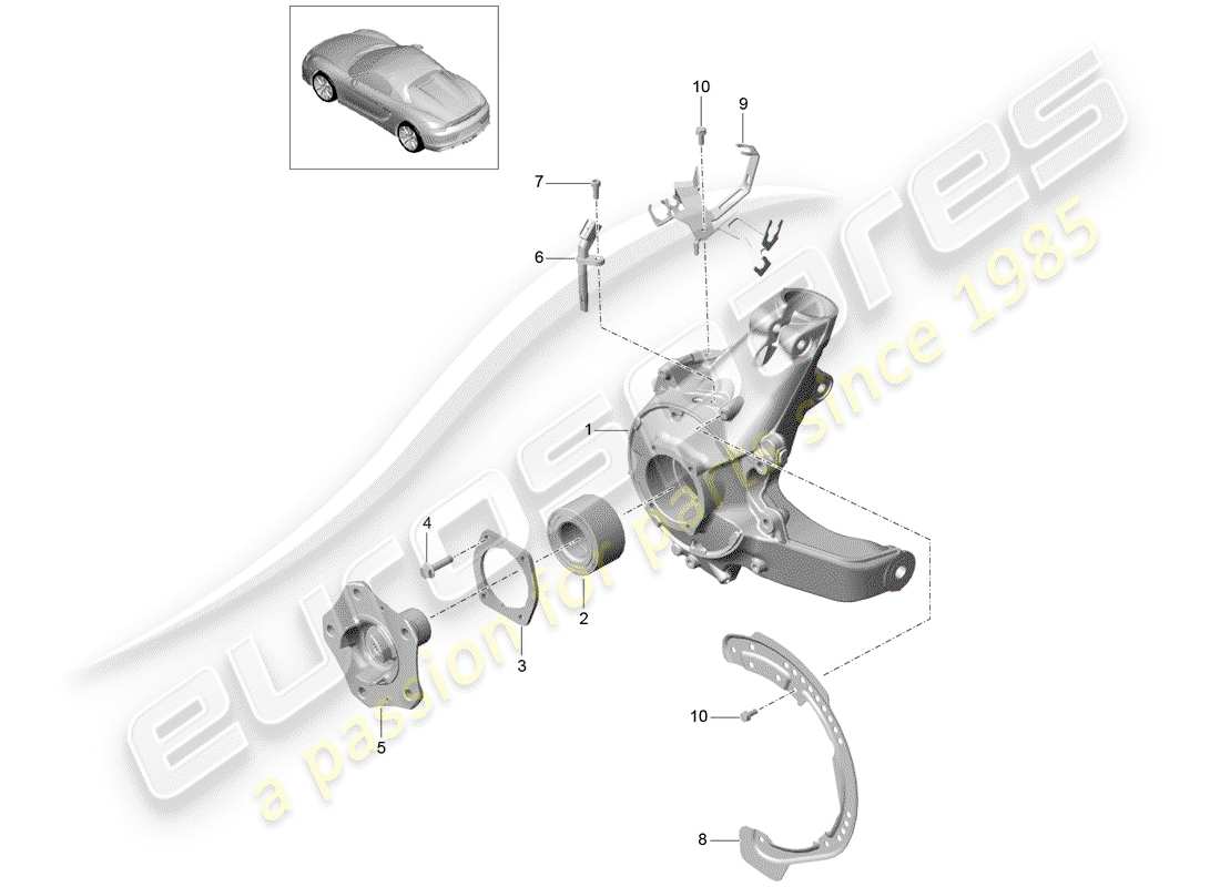 porsche 2016 (981 boxster spyder) hinterachse teilediagramm