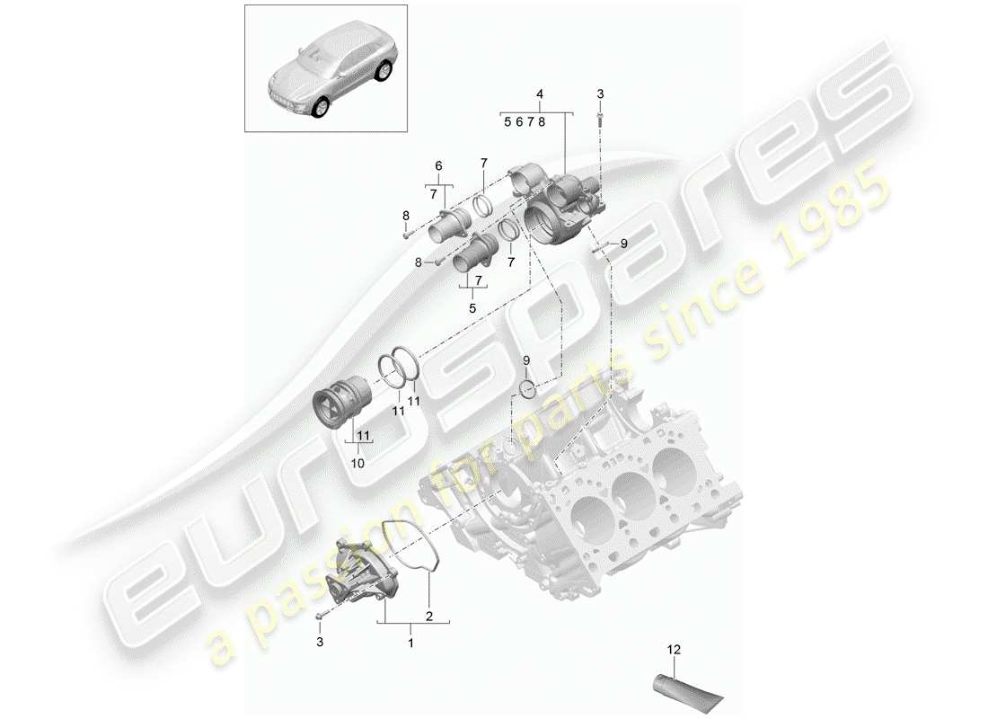 porsche 2017 (macan) wasserpumpe teilediagramm