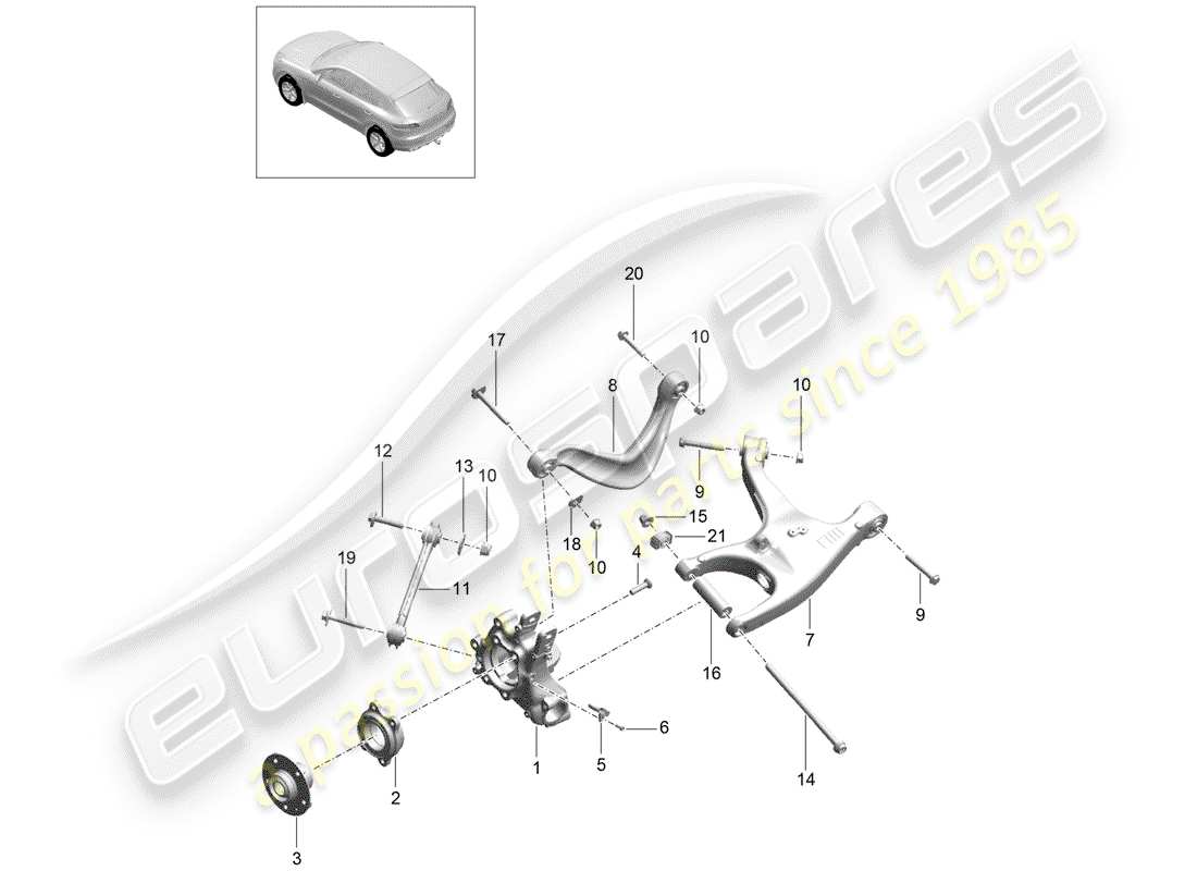 porsche 2017 (macan) hinterachse teilediagramm