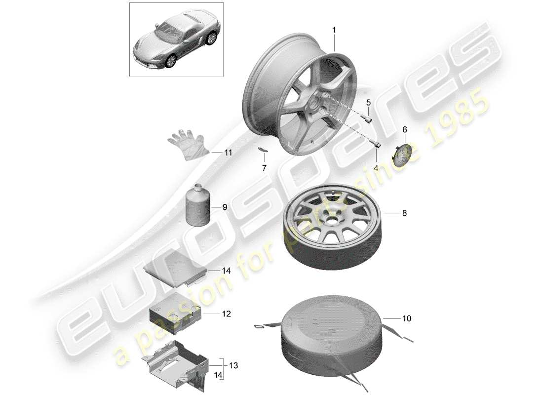 porsche 2020 (718 boxster) leichtmetallfelgen-ersatzteildiagramm