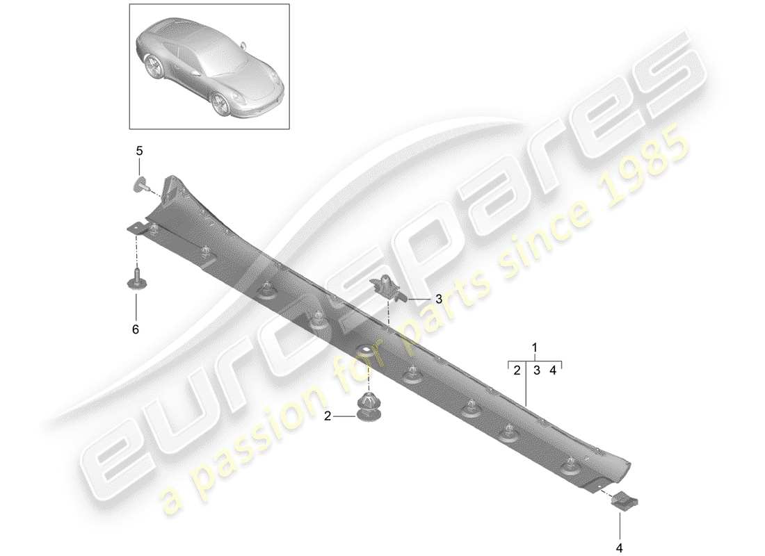porsche 2012 (991-1) seitenträgerverkleidung teilediagramm