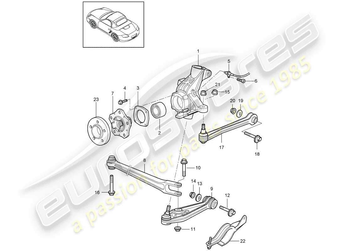 porsche 2012 (987 boxster) hinterachse teilediagramm