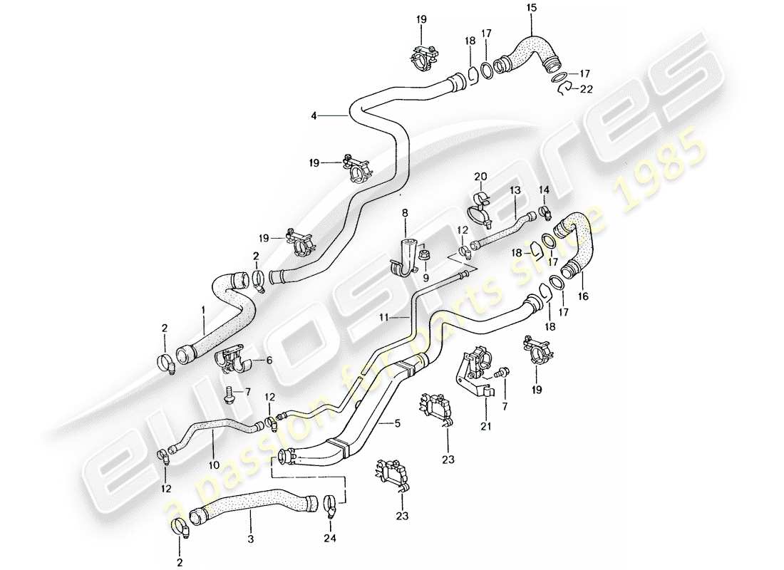 porsche 2001 (996 turbo / gt2) wasserkühlung 1 teilediagramm