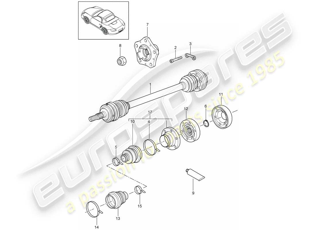 porsche 2010 (987 boxster) antriebswelle teilediagramm