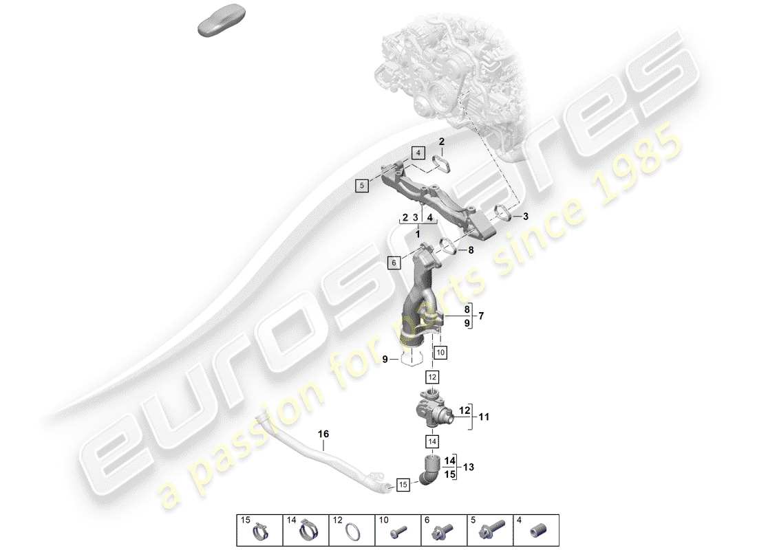 porsche 2019 (718 boxster spyder) hilfsrahmen-ersatzteildiagramm