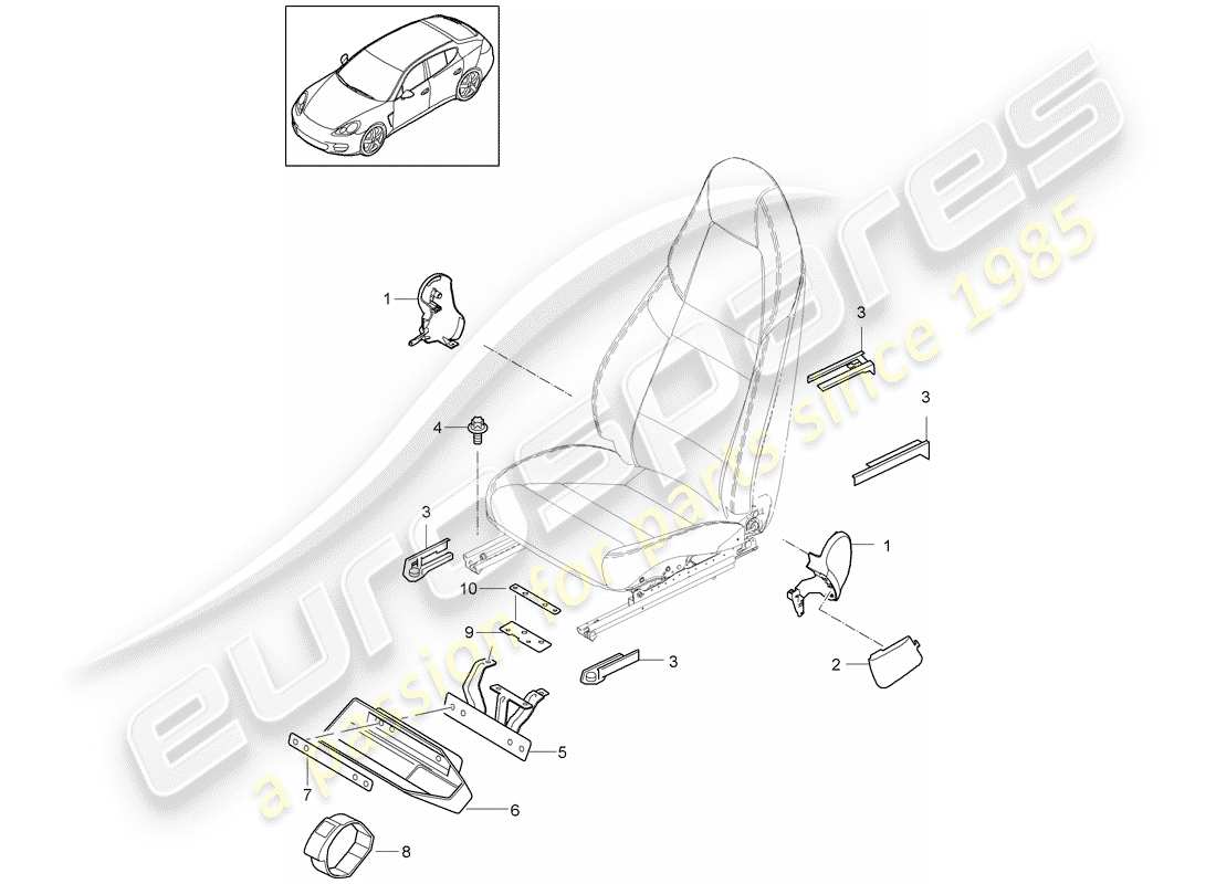 porsche 2016 (panamera 970) vordersitz teilediagramm